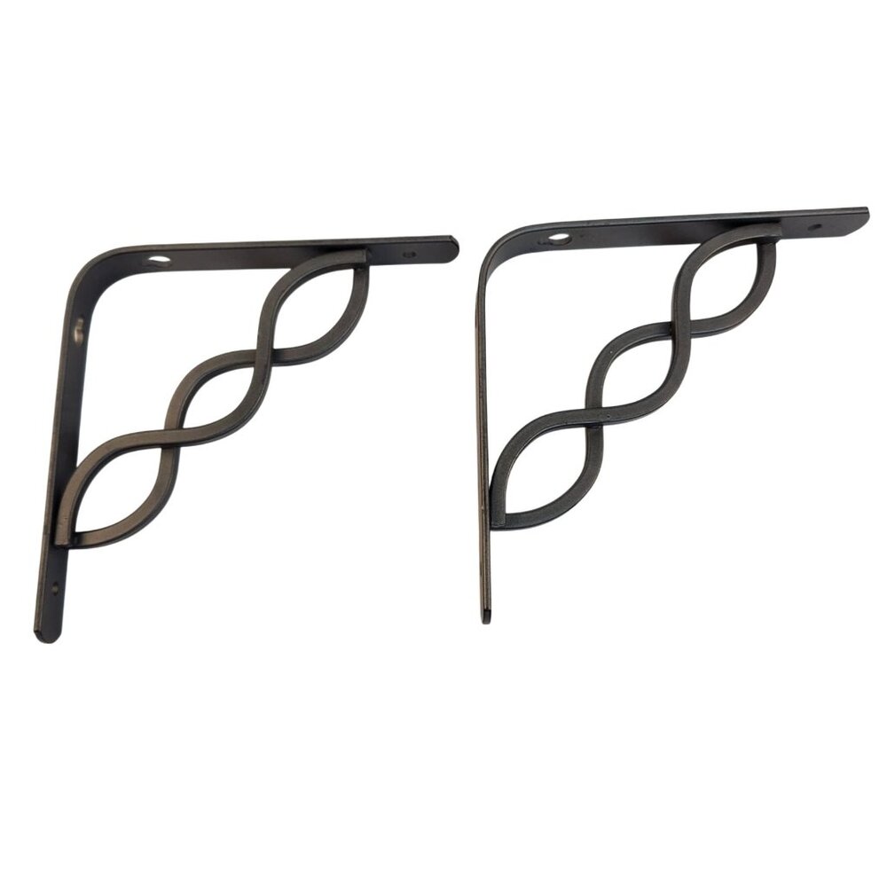 Decorative Black Metal Shelf Brackets 6"x 6" Pair Support Hardware Home Decor